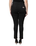 Dolce &amp; Gabbana Black Cotton High Waist Skinny Denim Jeans