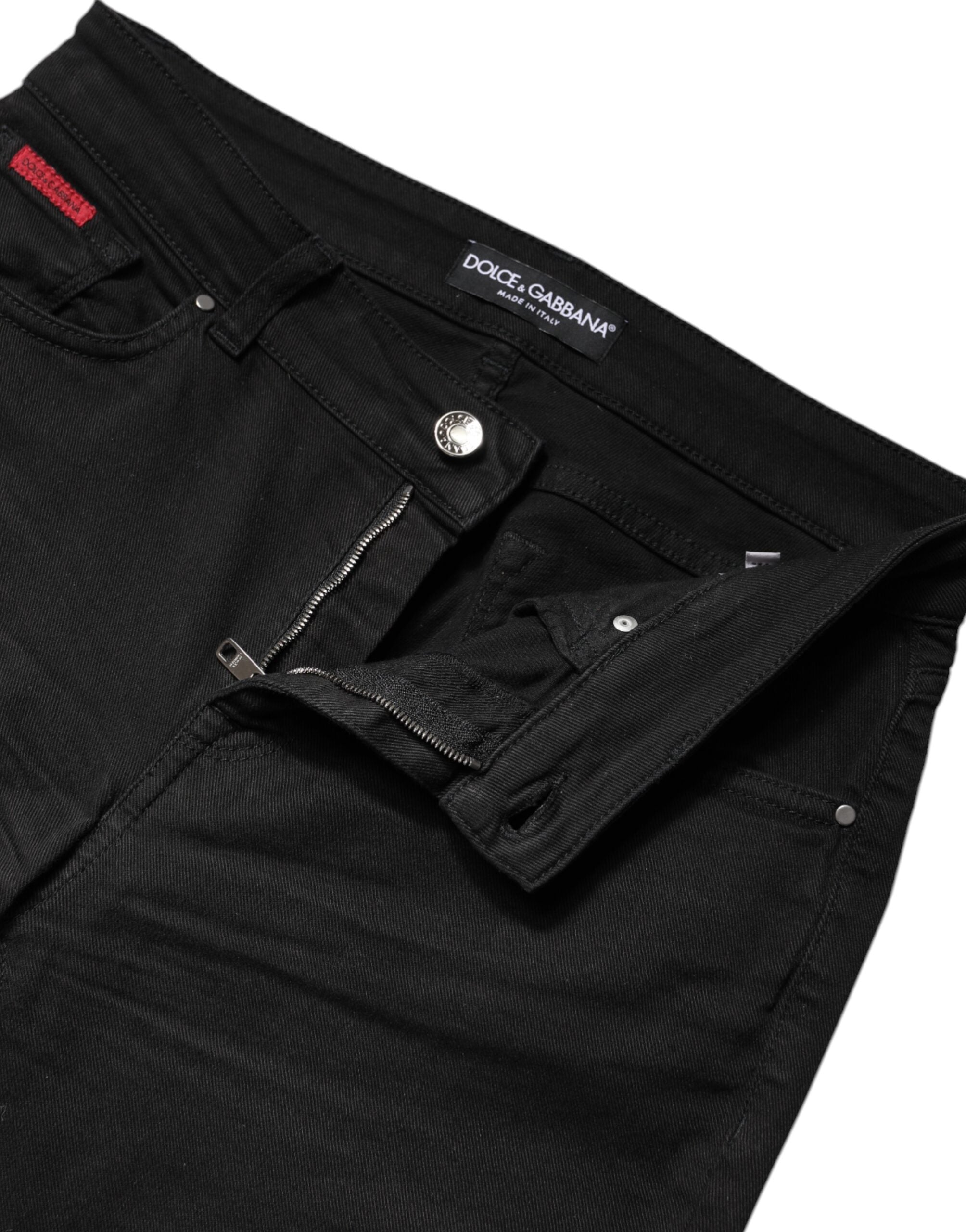 Dolce &amp; Gabbana Black Cotton High Waist Skinny Denim Jeans