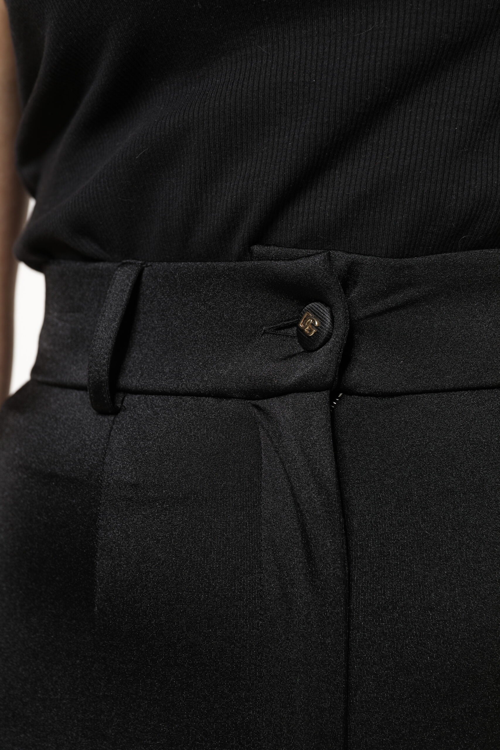 Dolce &amp; Gabbana Black Nylon High Waist Slim Fit Pants