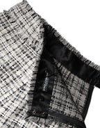 Dolce & Gabbana White Black High Waist Tartan Tweed Mini Skirt
