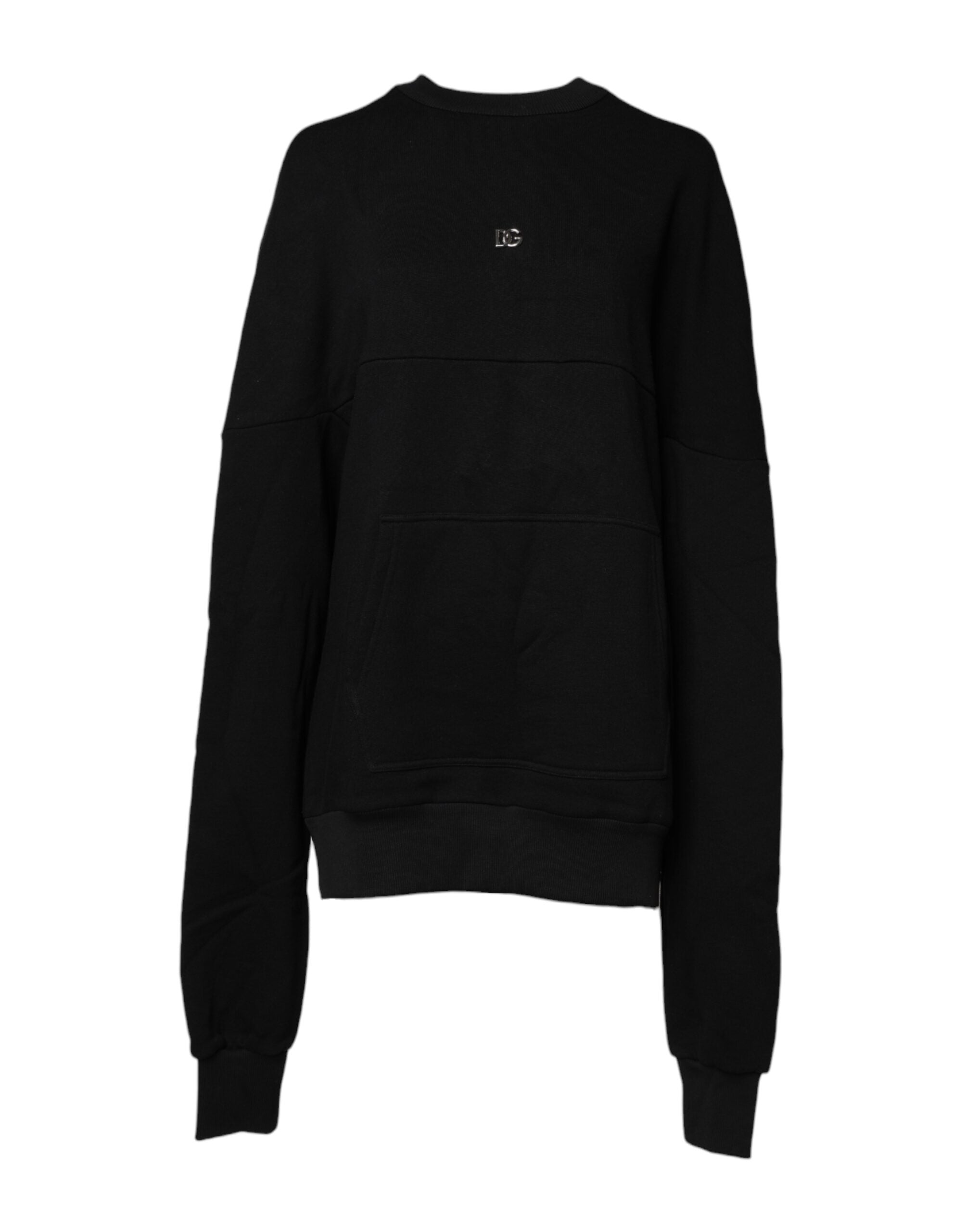 Dolce &amp; Gabbana Black Cotton Crew Neck Sweatshirt Sweater