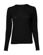 Dolce &amp; Gabbana Black Wool Knit Crew Neck Pullover Sweater