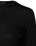 Dolce &amp; Gabbana Black Wool Knit Crew Neck Pullover Sweater