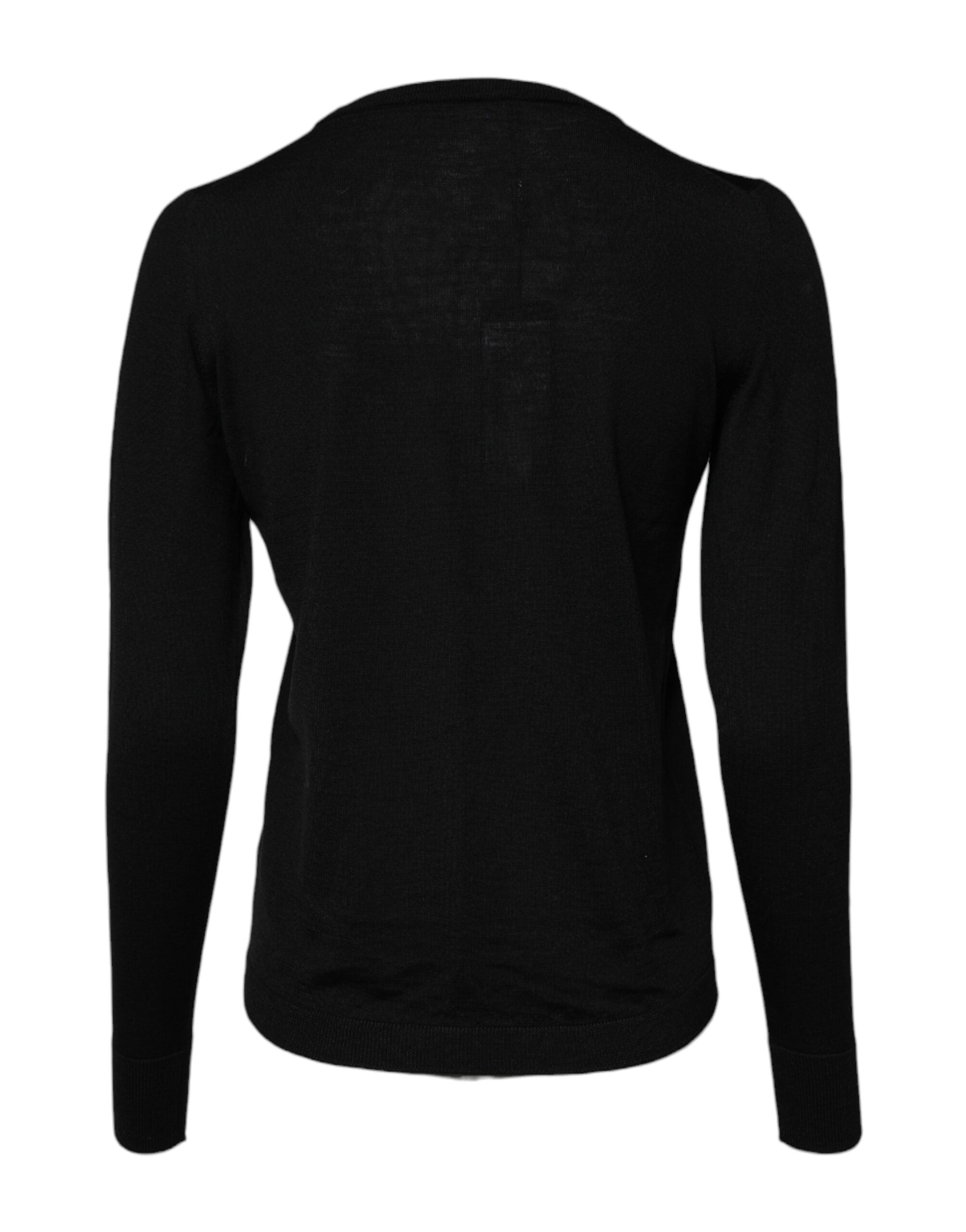 Dolce &amp; Gabbana Black Wool Knit Crew Neck Pullover Sweater