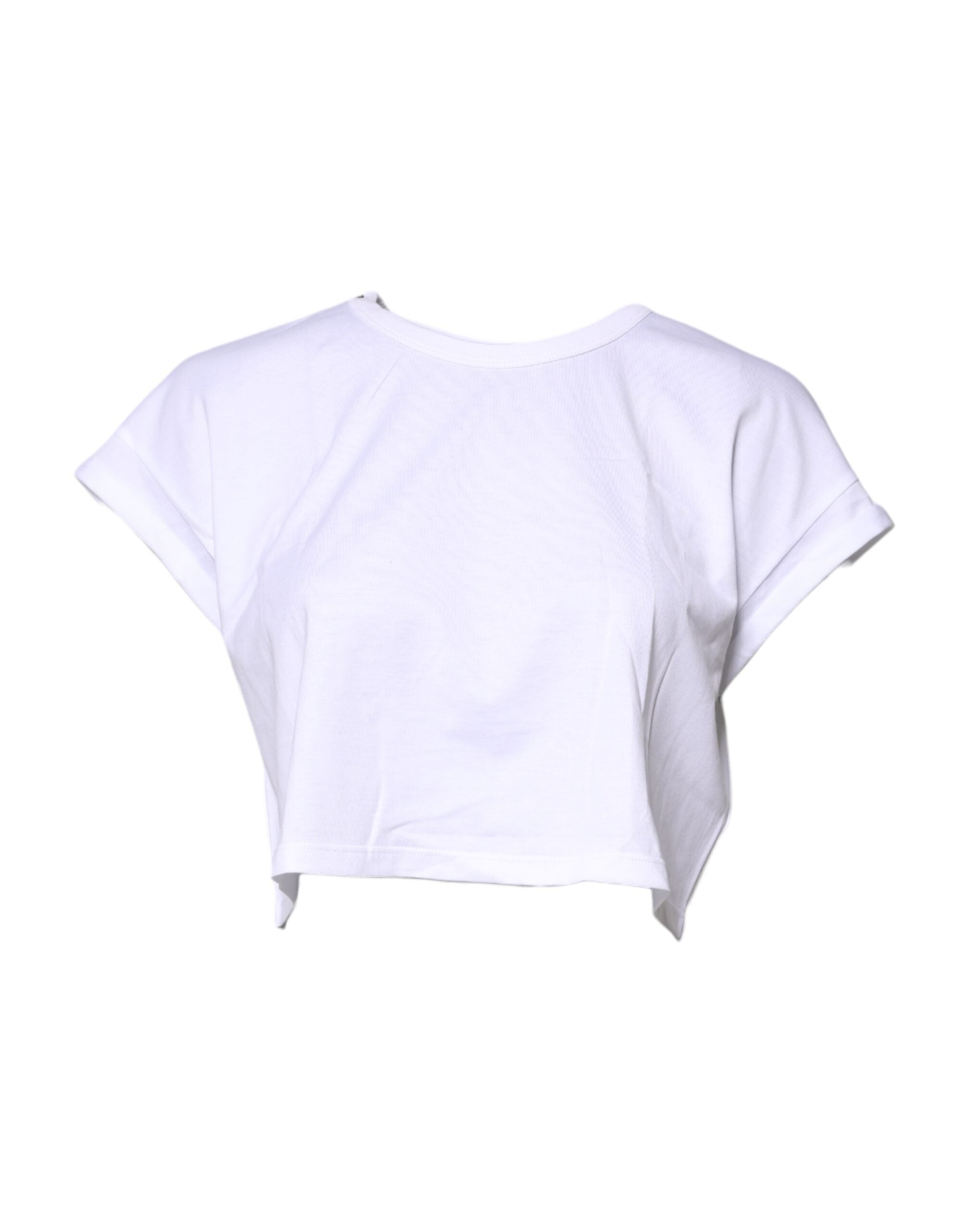 Dolce &amp; Gabbana White Cotton Crew Neck Cropped T-shirt Top