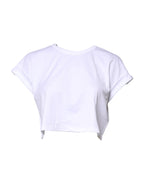 Dolce &amp; Gabbana White Cotton Crew Neck Cropped T-shirt Top
