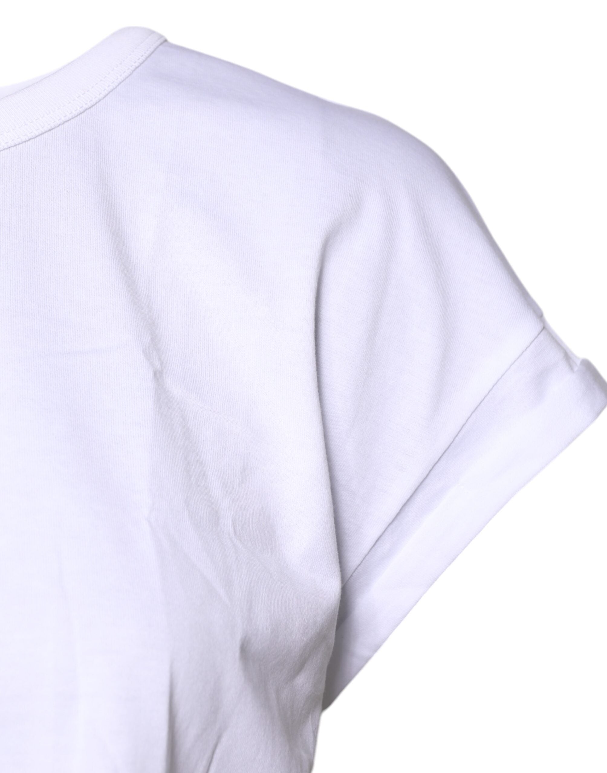 Dolce &amp; Gabbana White Cotton Crew Neck Cropped T-shirt Top
