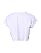 Dolce &amp; Gabbana White Cotton Crew Neck Cropped T-shirt Top