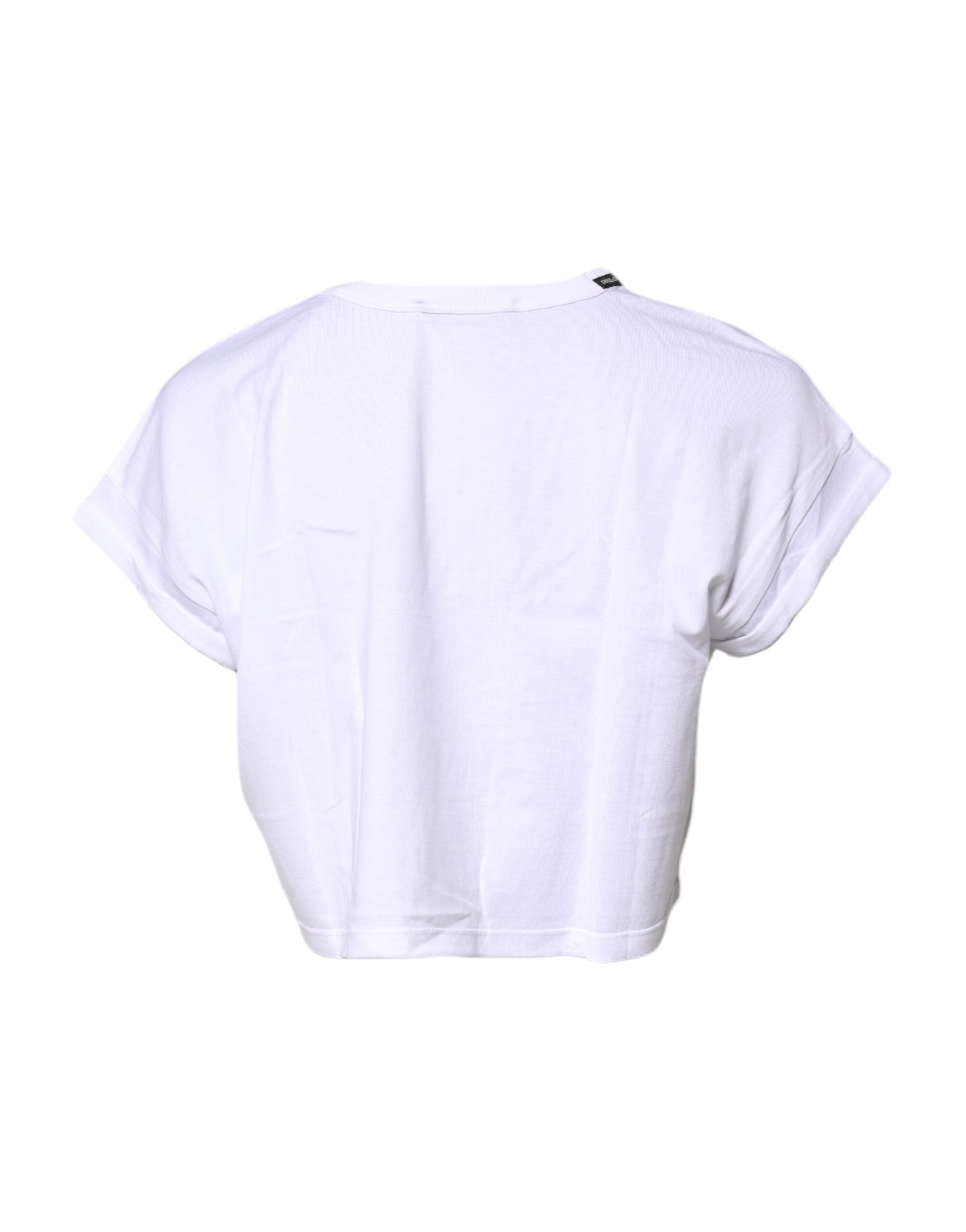 Dolce &amp; Gabbana White Cotton Crew Neck Cropped T-shirt Top