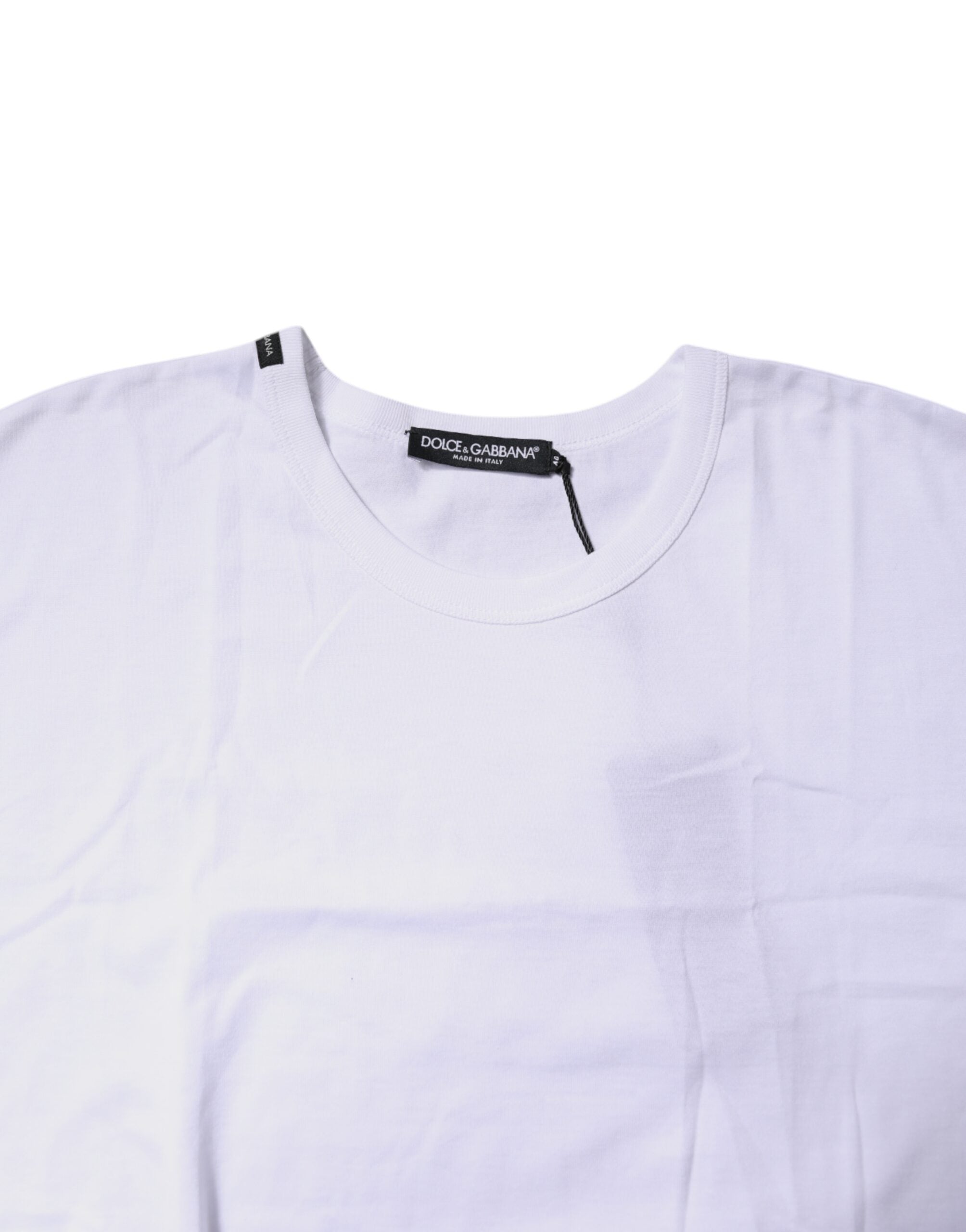 Dolce &amp; Gabbana White Cotton Crew Neck Cropped T-shirt Top