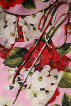 Dolce &amp; Gabbana Pink Floral Silk Short Sleeves Blouse Top