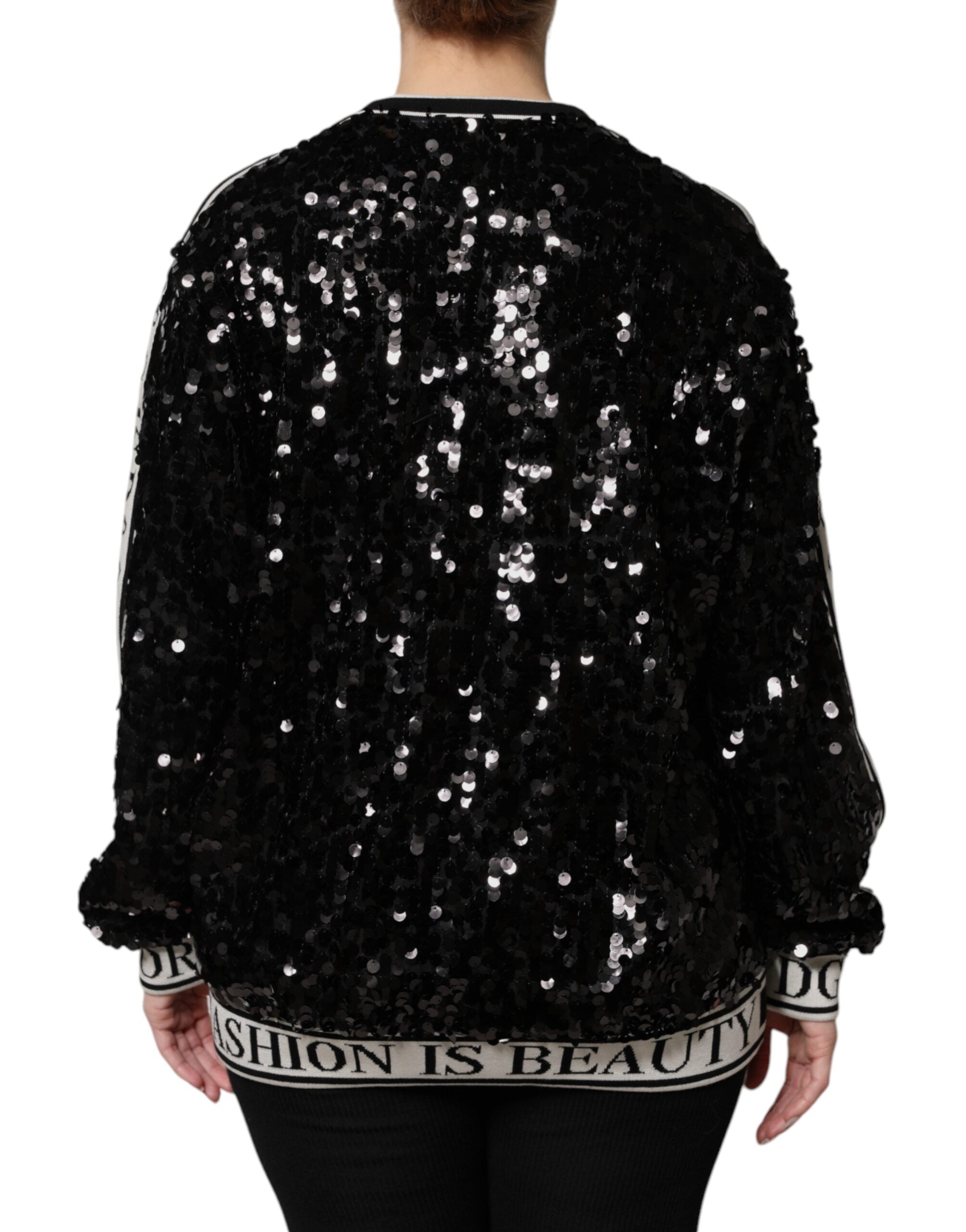Dolce &amp; Gabbana Black DG Queen Sequin Pullover Sweater