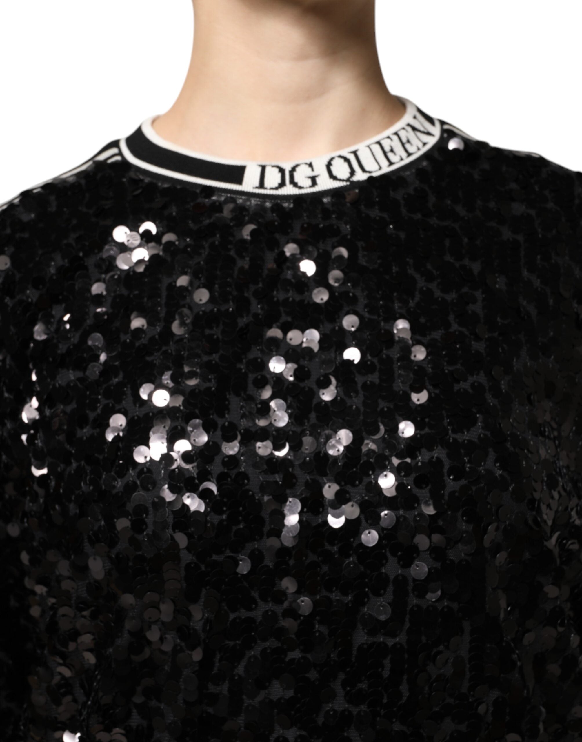 Dolce &amp; Gabbana Black DG Queen Sequin Pullover Sweater