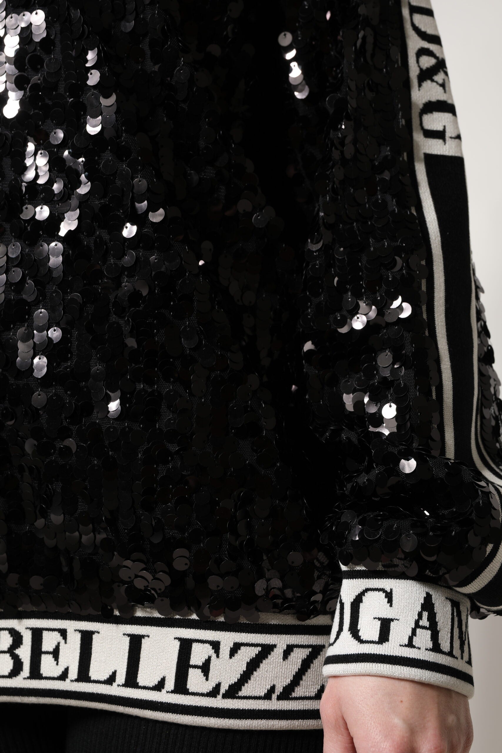 Dolce &amp; Gabbana Black DG Queen Sequin Pullover Sweater