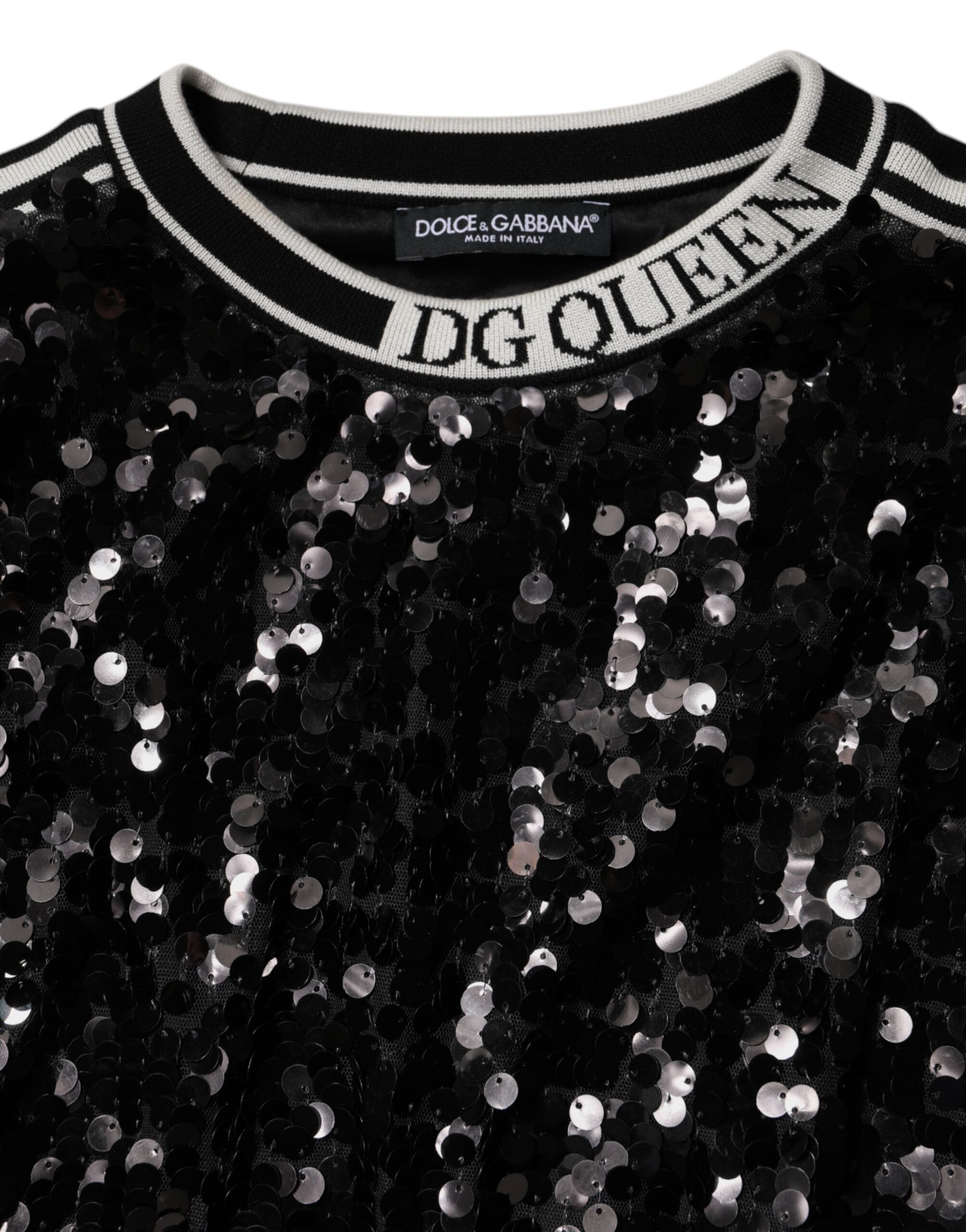 Dolce &amp; Gabbana Black DG Queen Sequin Pullover Sweater