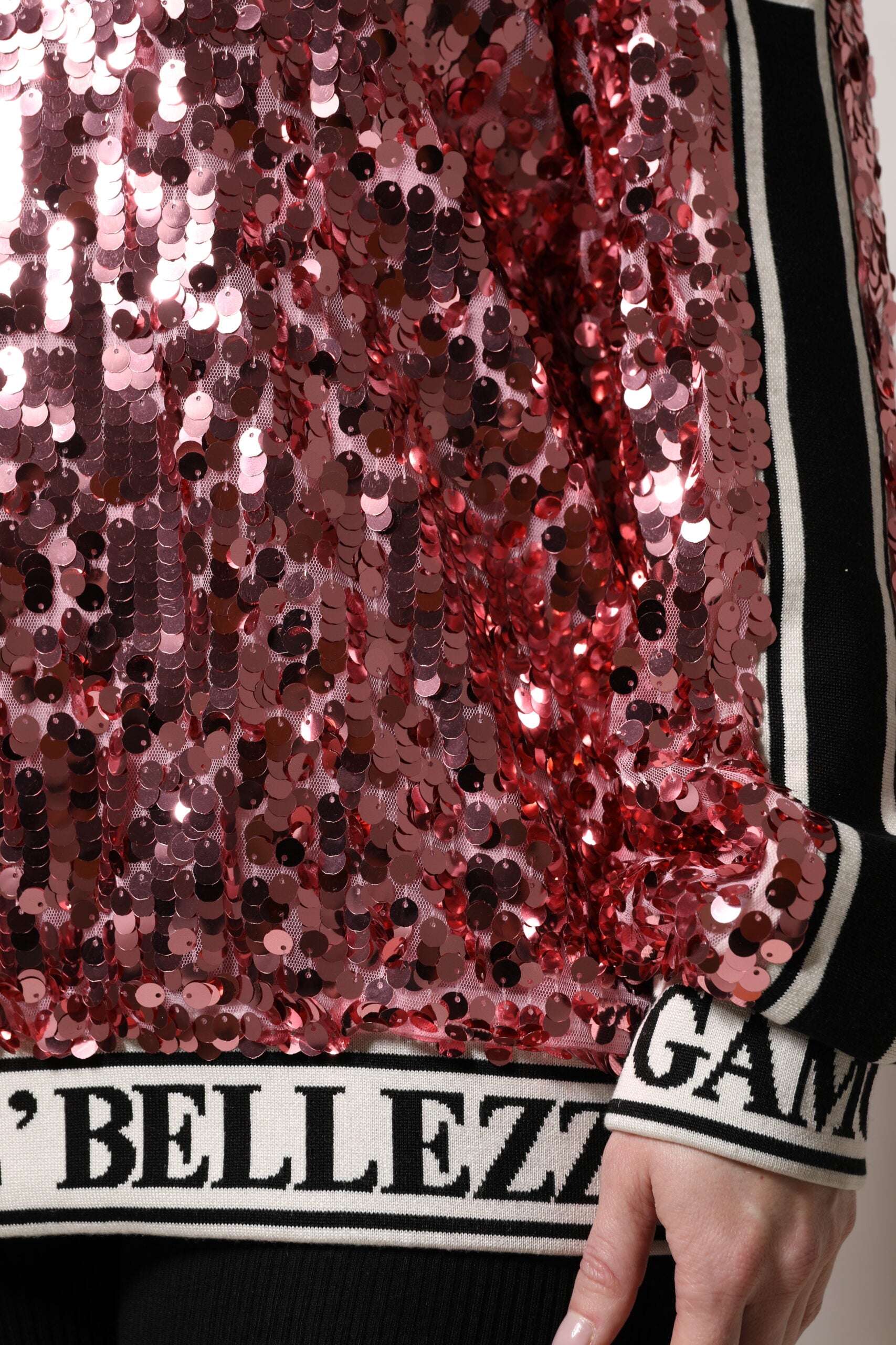 Dolce &amp; Gabbana Pink DG Queen Sequin Pullover Sweater