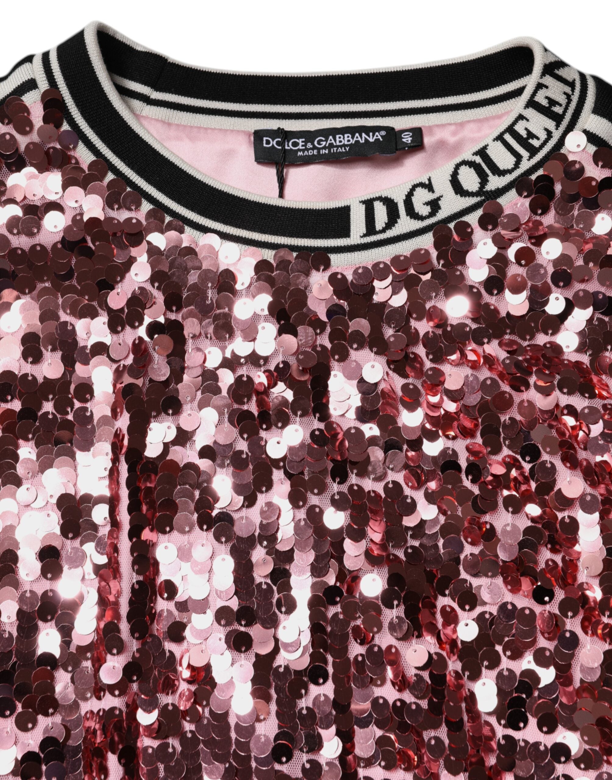 Dolce &amp; Gabbana Pink DG Queen Sequin Pullover Sweater