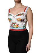 Dolce &amp; Gabbana White Vegetable Print Sweetheart Cropped Top