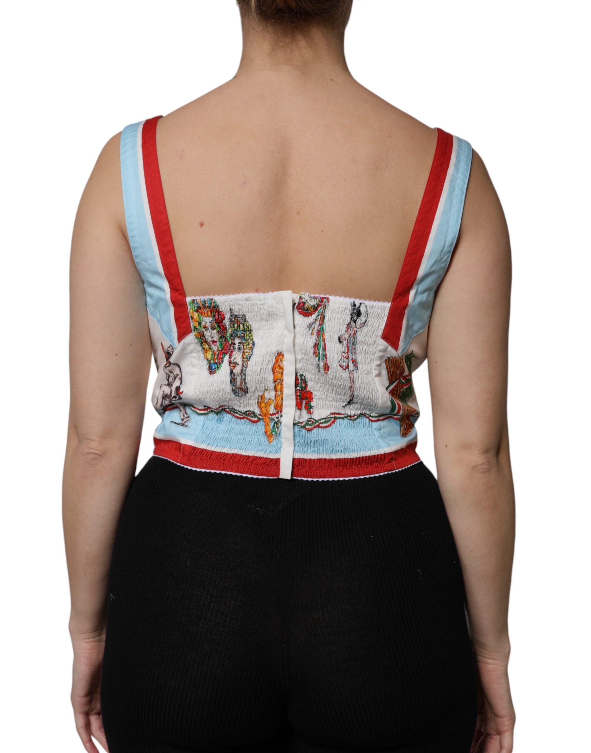 Dolce &amp; Gabbana White Vegetable Print Sweetheart Cropped Top