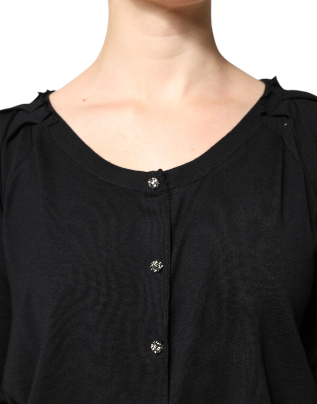 Dolce &amp; Gabbana Black Button Down Short Sleeve Blouse Top