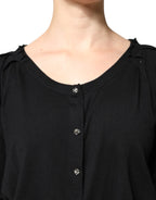 Dolce &amp; Gabbana Black Button Down Short Sleeve Blouse Top