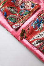 Dolce &amp; Gabbana Red Floral Brocade Cropped Bustier Corset Top