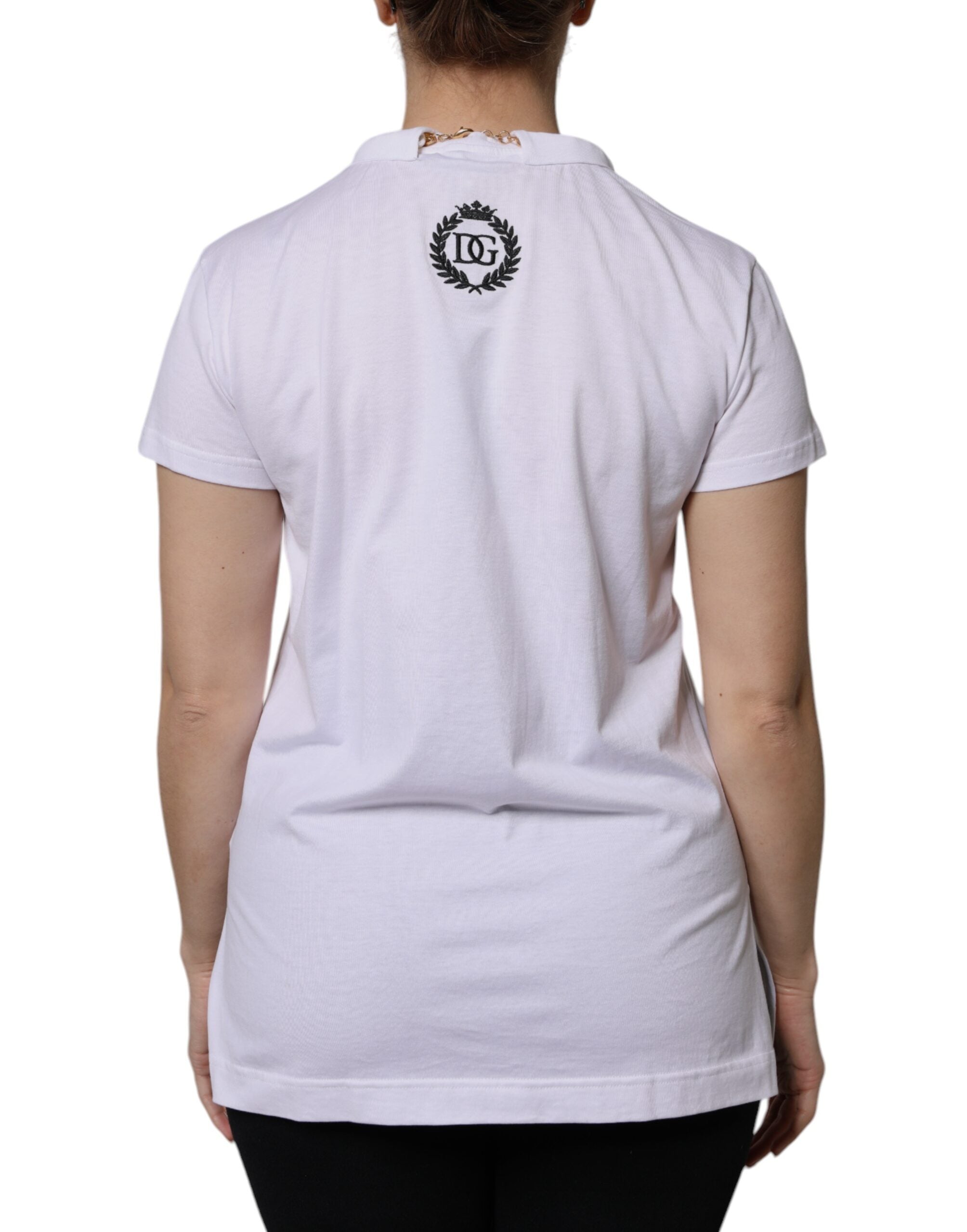 Dolce &amp; Gabbana White Necklace Cotton Short Sleeve T-shirt