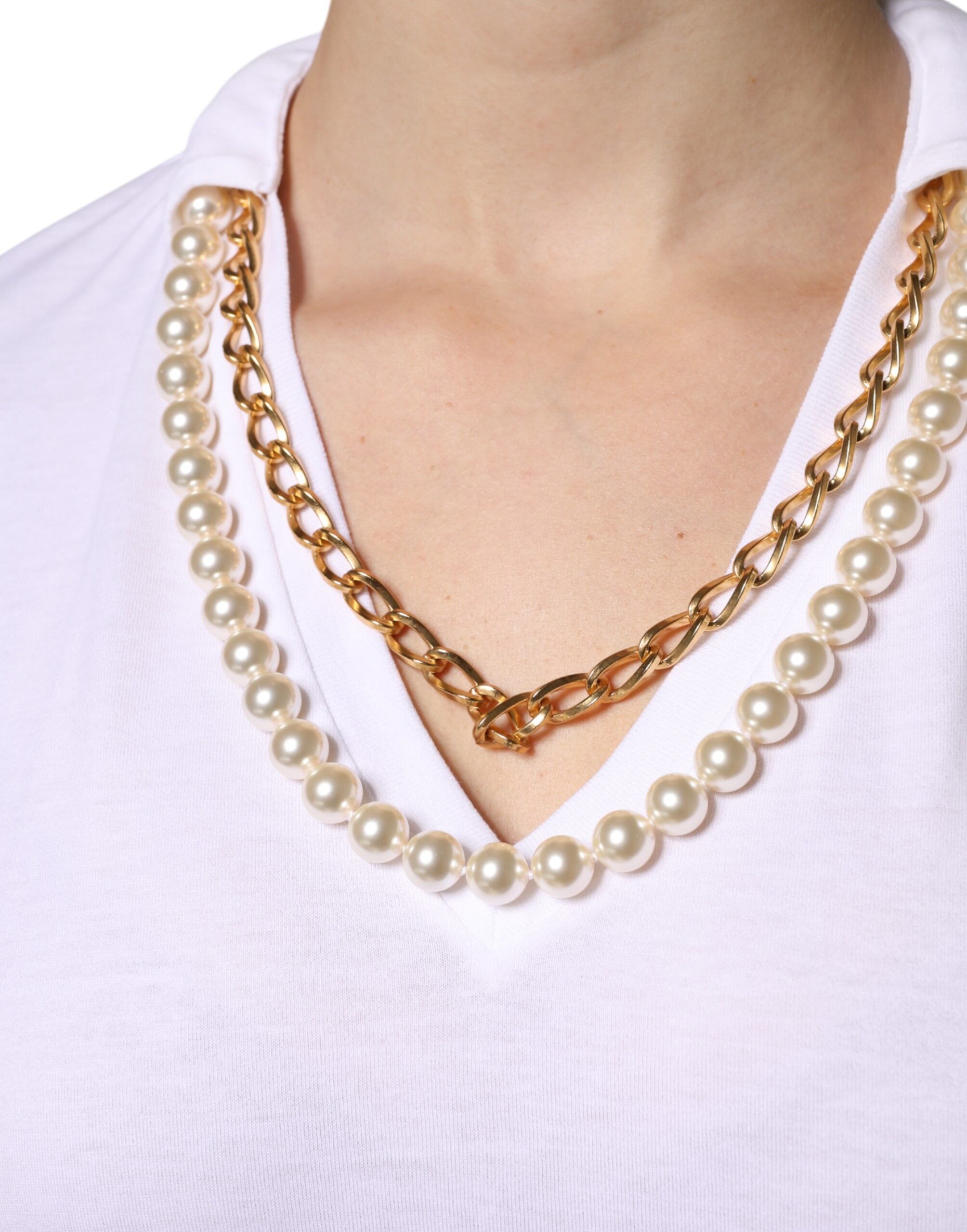 Dolce &amp; Gabbana White Necklace Cotton Short Sleeve T-shirt