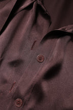 Dolce &amp; Gabbana Brown Ascot Collar Long Sleeve Blouse Top