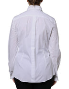 Dolce &amp; Gabbana White Cotton Dress Collared Dress Shirt Top