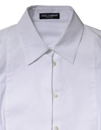 Dolce &amp; Gabbana White Cotton Dress Collared Dress Shirt Top