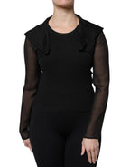 Dolce &amp; Gabbana Black Silk Sheer Long Sleeves Blouse Top