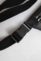 Dolce & Gabbana Black Calfskin Logo Plaque Belt Waist Men Fanny Pack Bag
