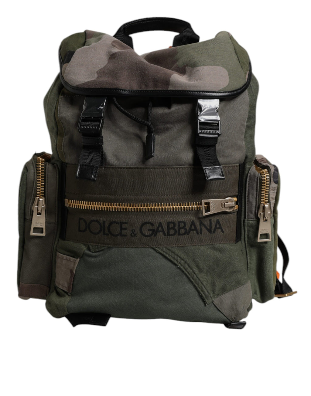 Dolce &amp; Gabbana Military Green Patchwork Travel Backpack Bag