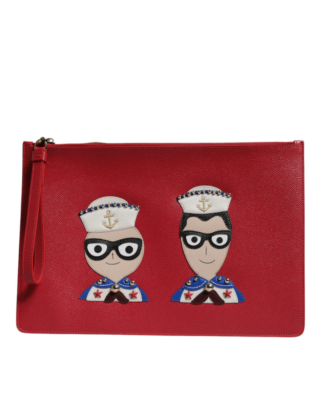 Dolce &amp; Gabbana Red #DGFamily Embellished Leather Clutch Bag