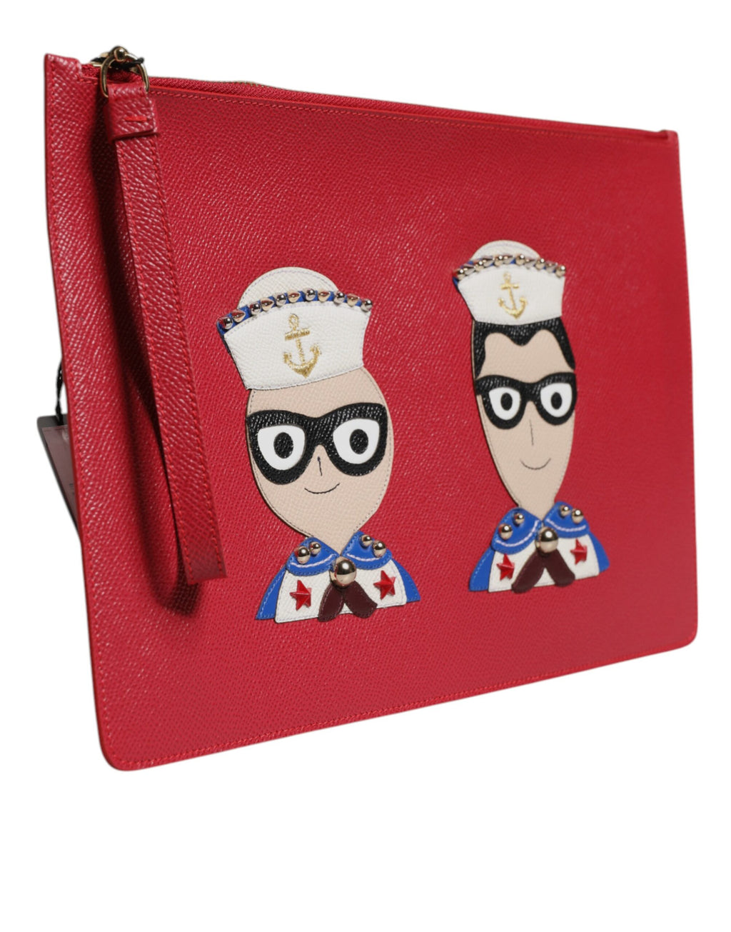 Dolce &amp; Gabbana Red #DGFamily Embellished Leather Clutch Bag