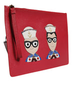 Dolce &amp; Gabbana Red #DGFamily Embellished Leather Clutch Bag