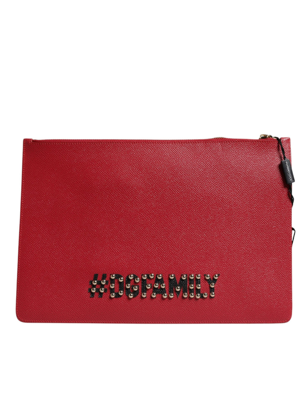 Dolce &amp; Gabbana Red #DGFamily Embellished Leather Clutch Bag