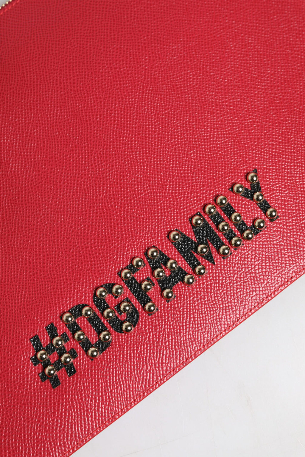 Dolce &amp; Gabbana Red #DGFamily Embellished Leather Clutch Bag