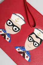Dolce &amp; Gabbana Red #DGFamily Embellished Leather Clutch Bag