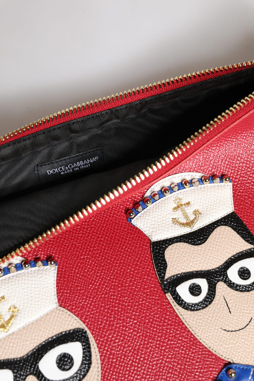 Dolce &amp; Gabbana Red #DGFamily Embellished Leather Clutch Bag