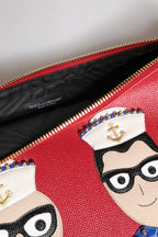 Dolce &amp; Gabbana Red #DGFamily Embellished Leather Clutch Bag