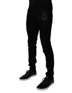 Dolce & Gabbana Black Sacred Heart Cotton Skinny Denim Jeans