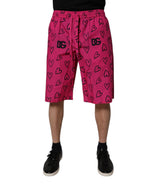 Dolce &amp; Gabbana Pink Cotton Heart Print Bermuda Shorts