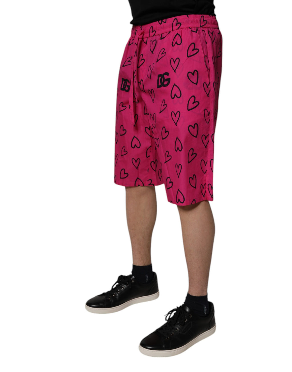 Dolce &amp; Gabbana Pink Cotton Heart Print Bermuda Shorts