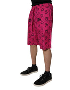 Dolce &amp; Gabbana Pink Cotton Heart Print Bermuda Shorts