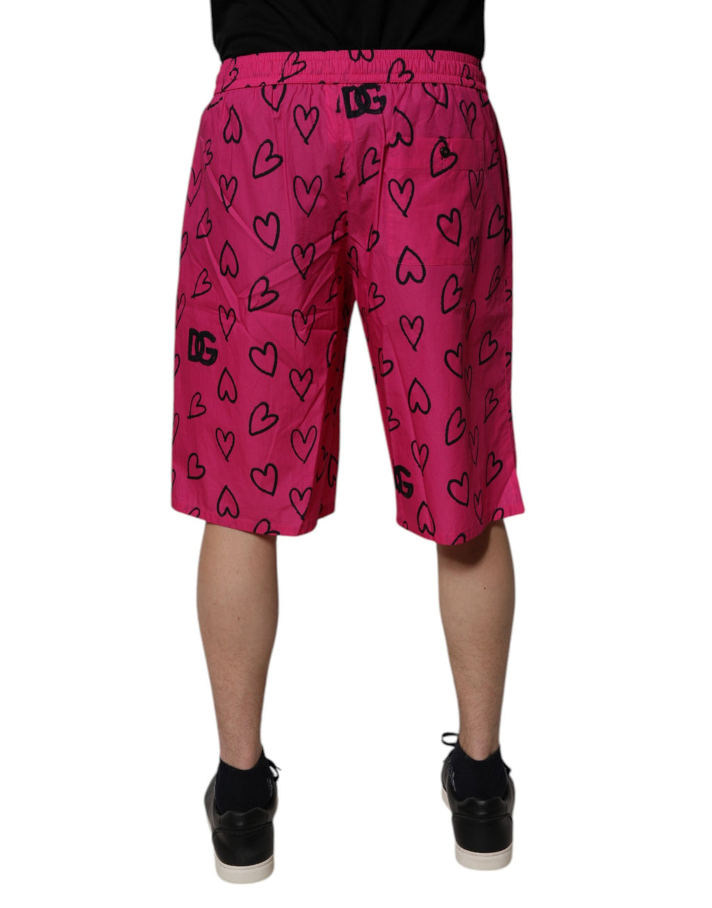Dolce &amp; Gabbana Pink Cotton Heart Print Bermuda Shorts