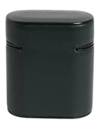 Dolce & Gabbana Green Calfskin Leather Logo Print Flip Holder Airpods Case