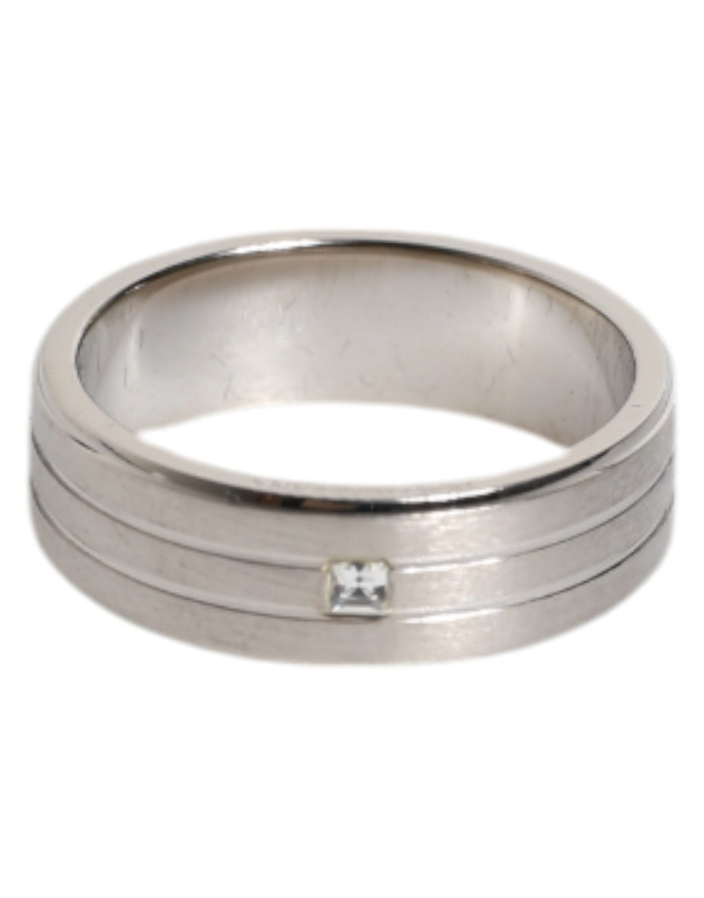 Dolce &amp; Gabbana Silver Tone Brass Clear Crystal DG Logo Ring