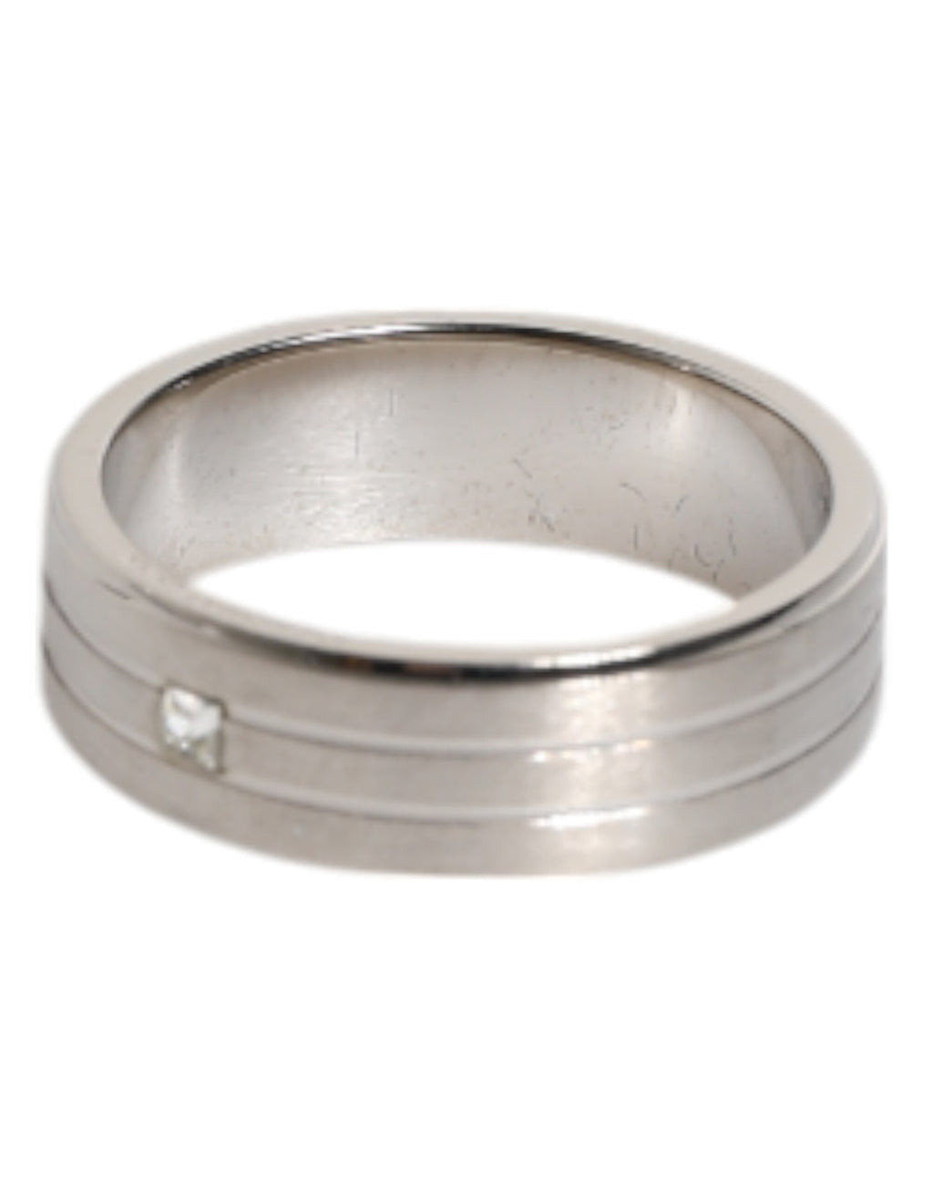 Dolce &amp; Gabbana Silver Tone Brass Clear Crystal DG Logo Ring